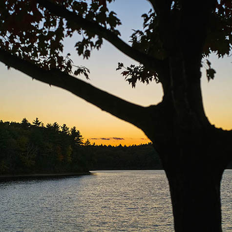Autumn sunset on the pond, Walden Pond 2013
