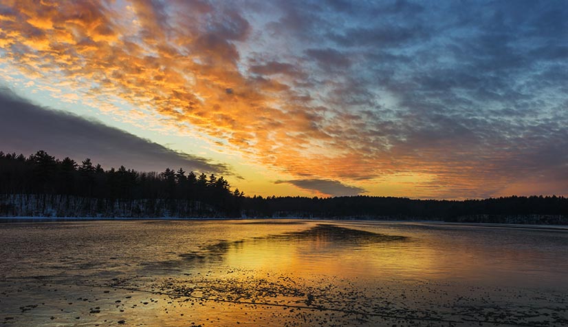 Winter sunset, Walden Pond 2013