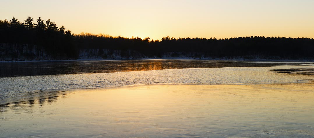 Clear sunset, Walden Pond 2013