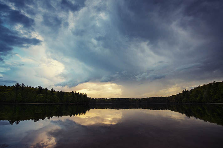 Clearing storm at sunset, Walden Pond 2013