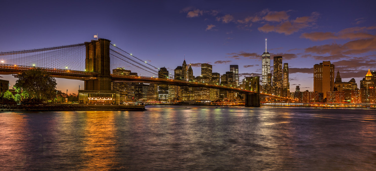 Lower Manhattan and Brooklyn Bridge sunset, study 2, NY 2015